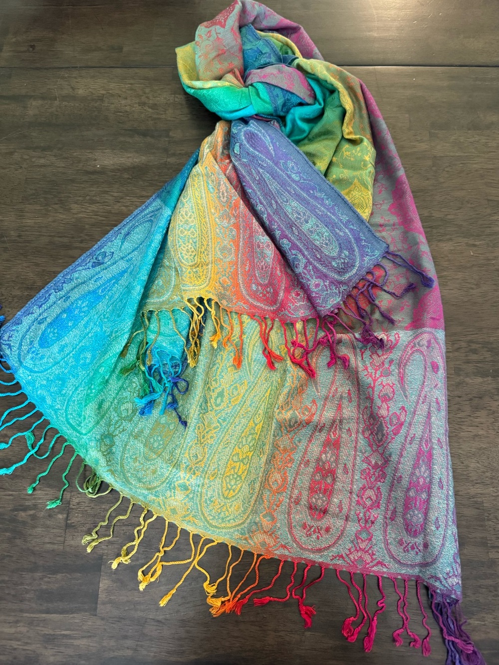 Rainbow Pashmina Silk Scarf Wrap Shawl Accessory